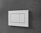 Geberit Sigma20 square plaque de déclenchement, blanc mat laqué, design bandes blanches brillantes.