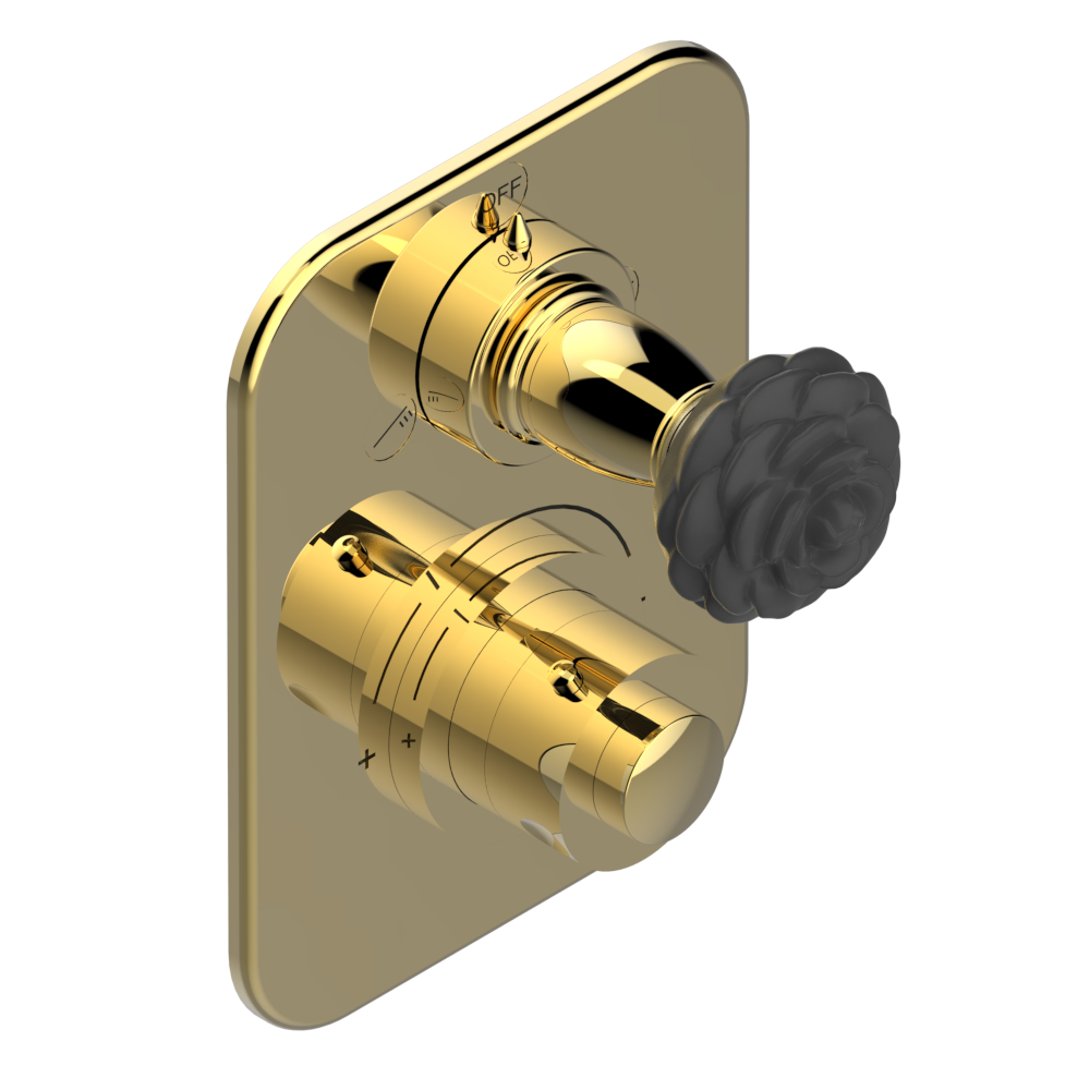 Set de finition THG pour douche thermostatique à encastrer 2 fonctions avec inverseur - Collection "Camélia Cristal Noir" — vue 3