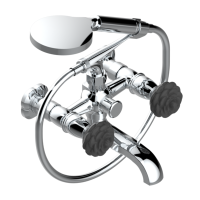 Mélangeur de bain / douche THG avec douchette - Collection "Camélia Cristal Noir"