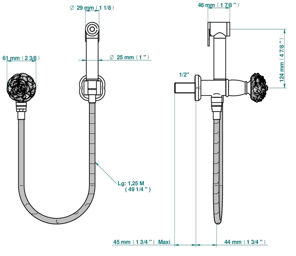 Ensemble hygiénique de WC THG avec robinet d'arrêt - Collection "Camélia Cristal Noir" - vue 7