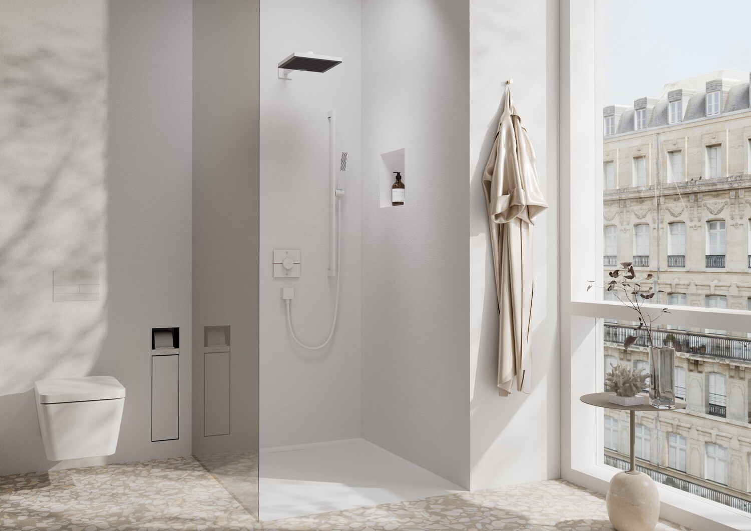 Douche de tête Hansgrohe Pulsify E 260 1 jet EcoSmart en blanc mat — vue 4