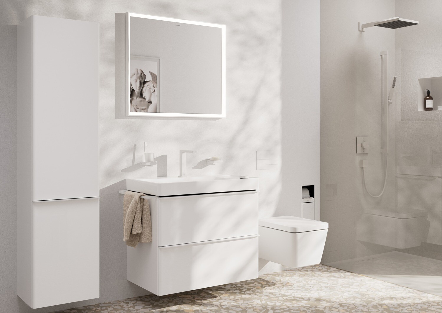 Douche de tête Hansgrohe Pulsify E 260 1 jet EcoSmart en blanc mat — vue 5
