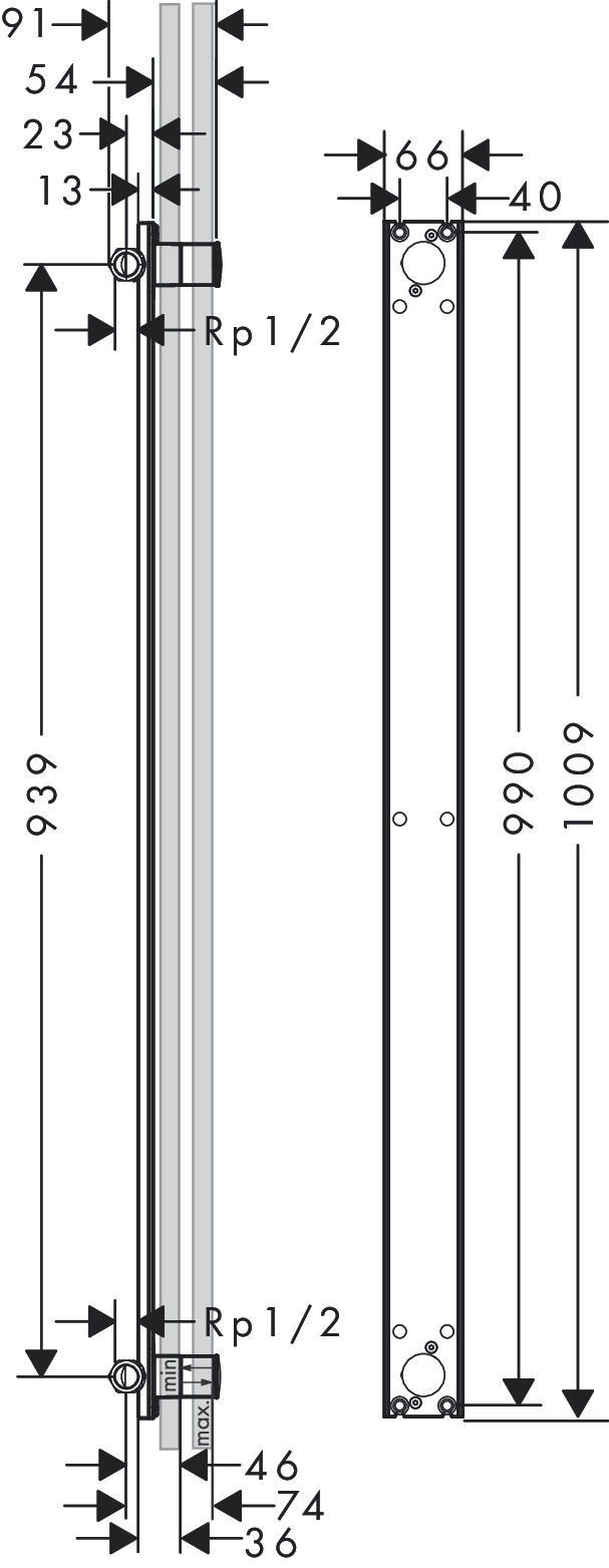 Corps d'encastrement pour colonne de douche Axor One - vue 2