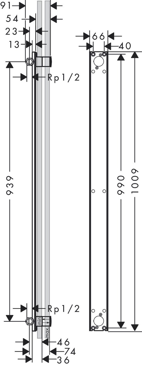 Corps d'encastrement pour colonne de douche Axor One