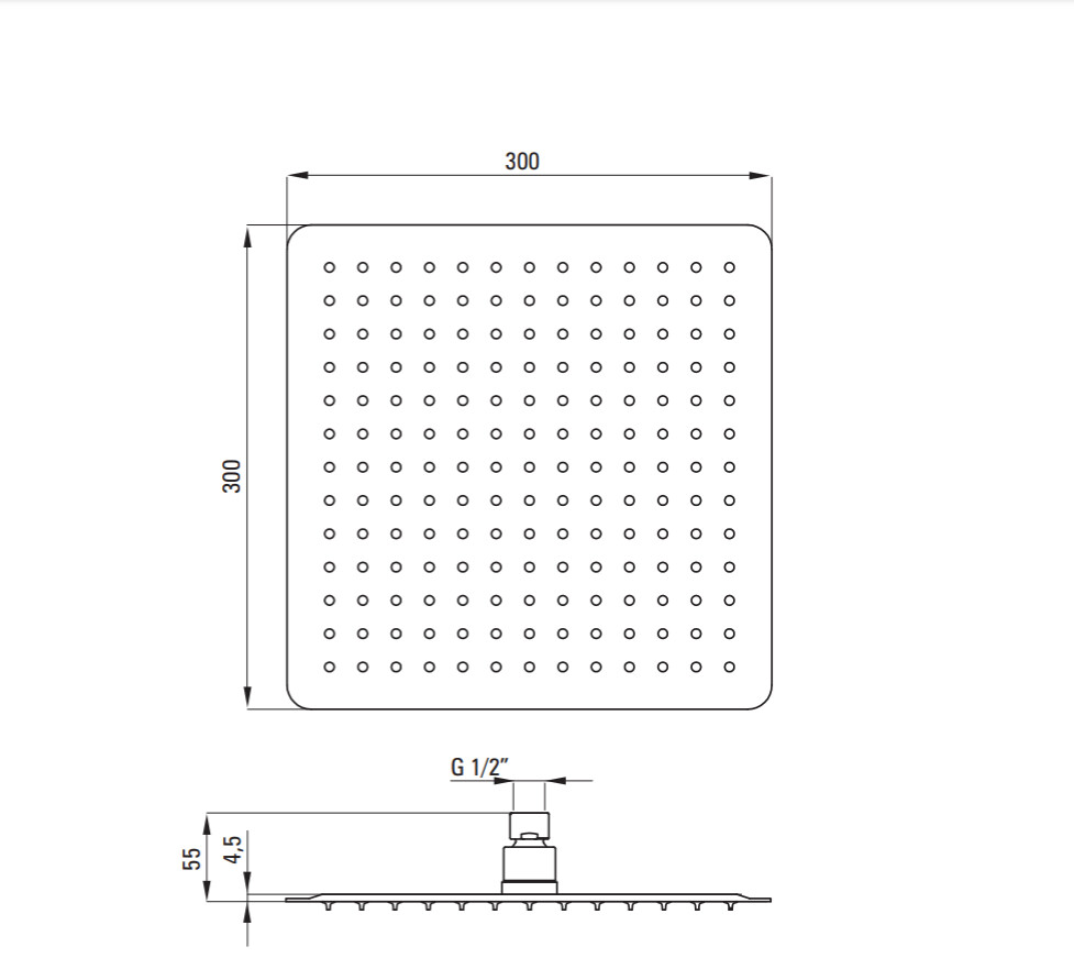 Square Shower Head Deante Floks 300 in Matte Black