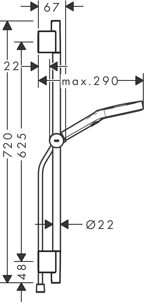 Barre de douche Hansgrohe avec douchette à main Rainfinity Select S Puro 130 EcoSmart 3 jets et flexible Designflex en noir chromé brossé
