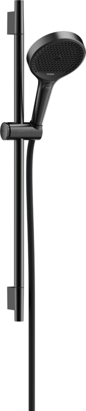 Barre de douche Hansgrohe avec douchette à main Rainfinity Select S Puro 130 EcoSmart 3 jets et flexible Designflex en noir chromé brossé