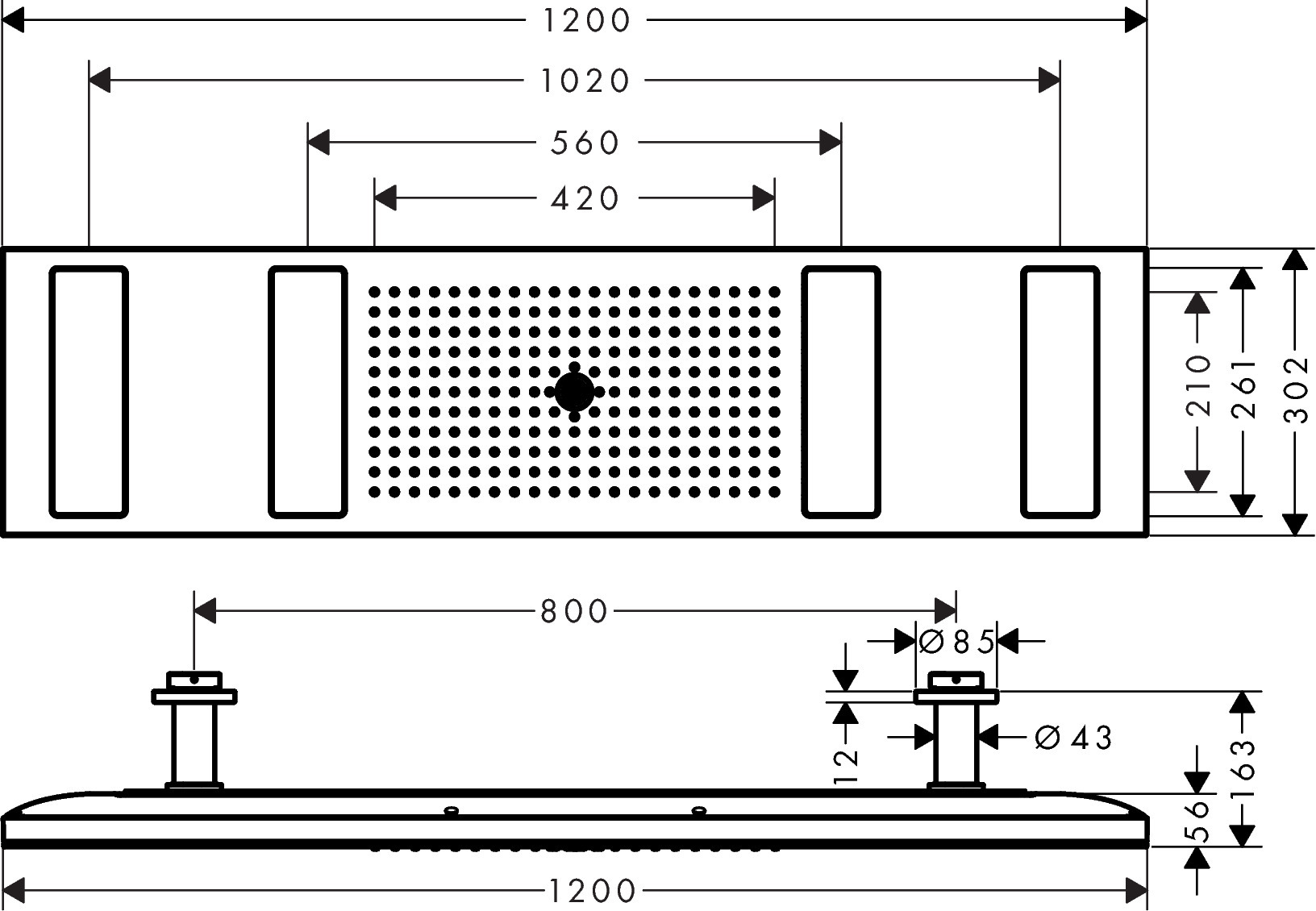 Douche de tête Axor ShowerSolutions 1200 avec éclairage, 4 jets avec raccord au plafond - vue 8
