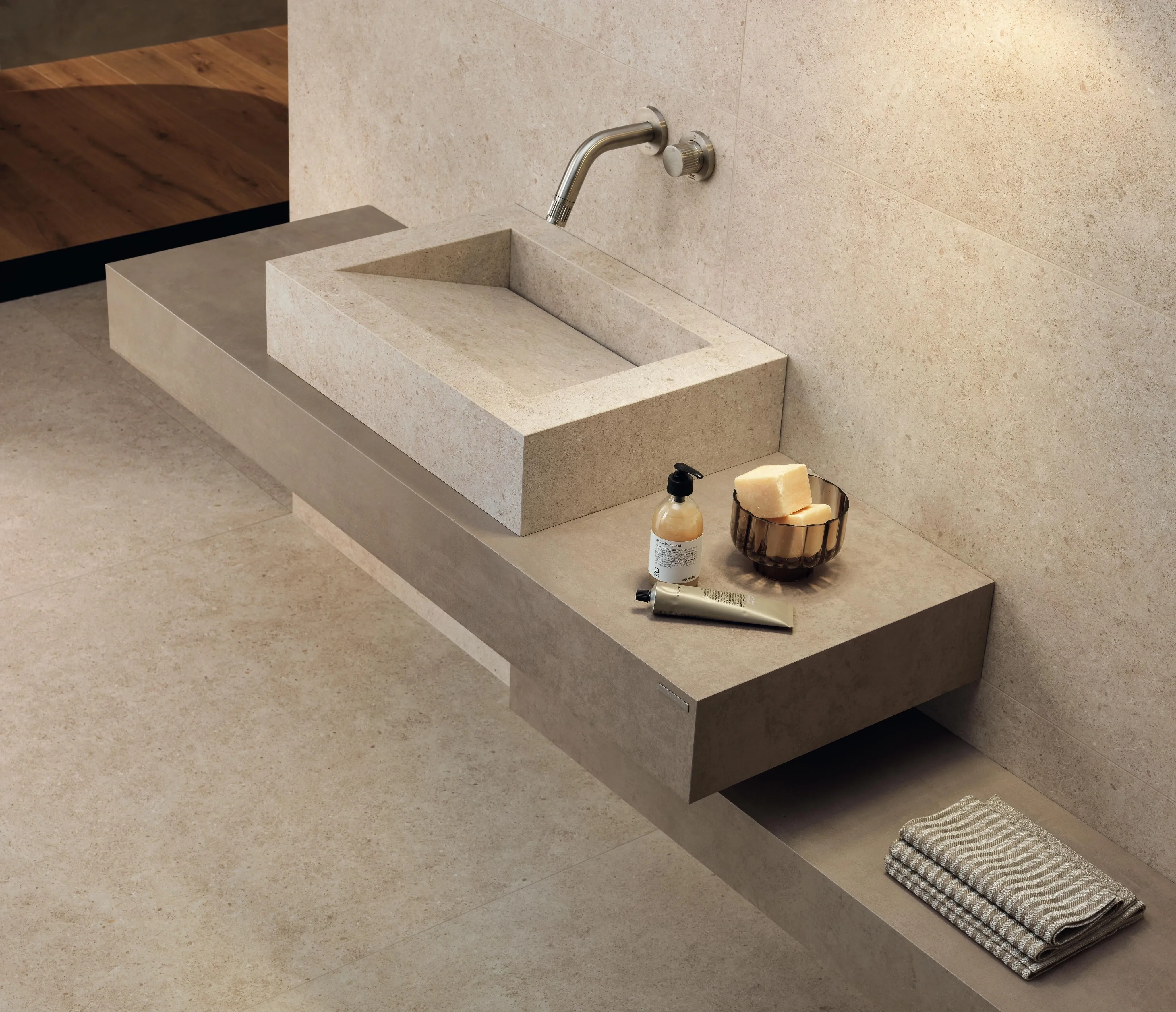 Grès cérame Boost Stone Ivory mat 120 x 278 cm - Atlas Concorde - vue 6