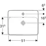 Vasque à encastrer Geberit VariForm rectangulaire 55 x 45 cm, avec plage de robinetterie