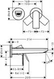 Rebris E Mitigeur de lavabo pour montage encastré avec bec 20 cm