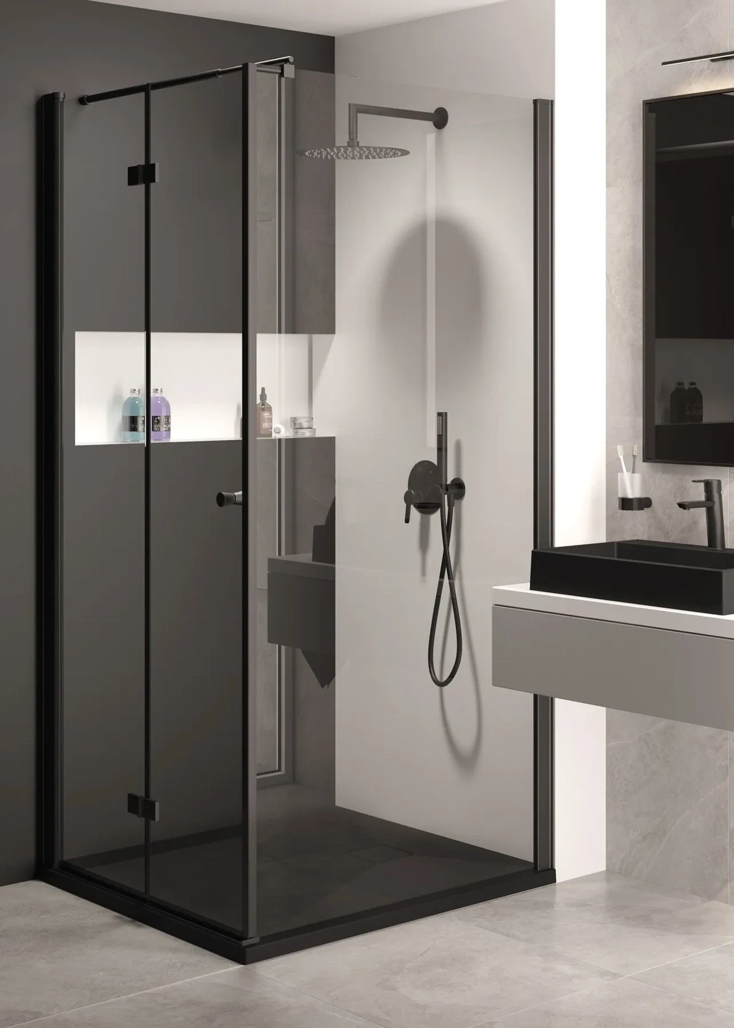 Rectangular Granite Shower Tray Deante Correo 100 x 90 cm Black