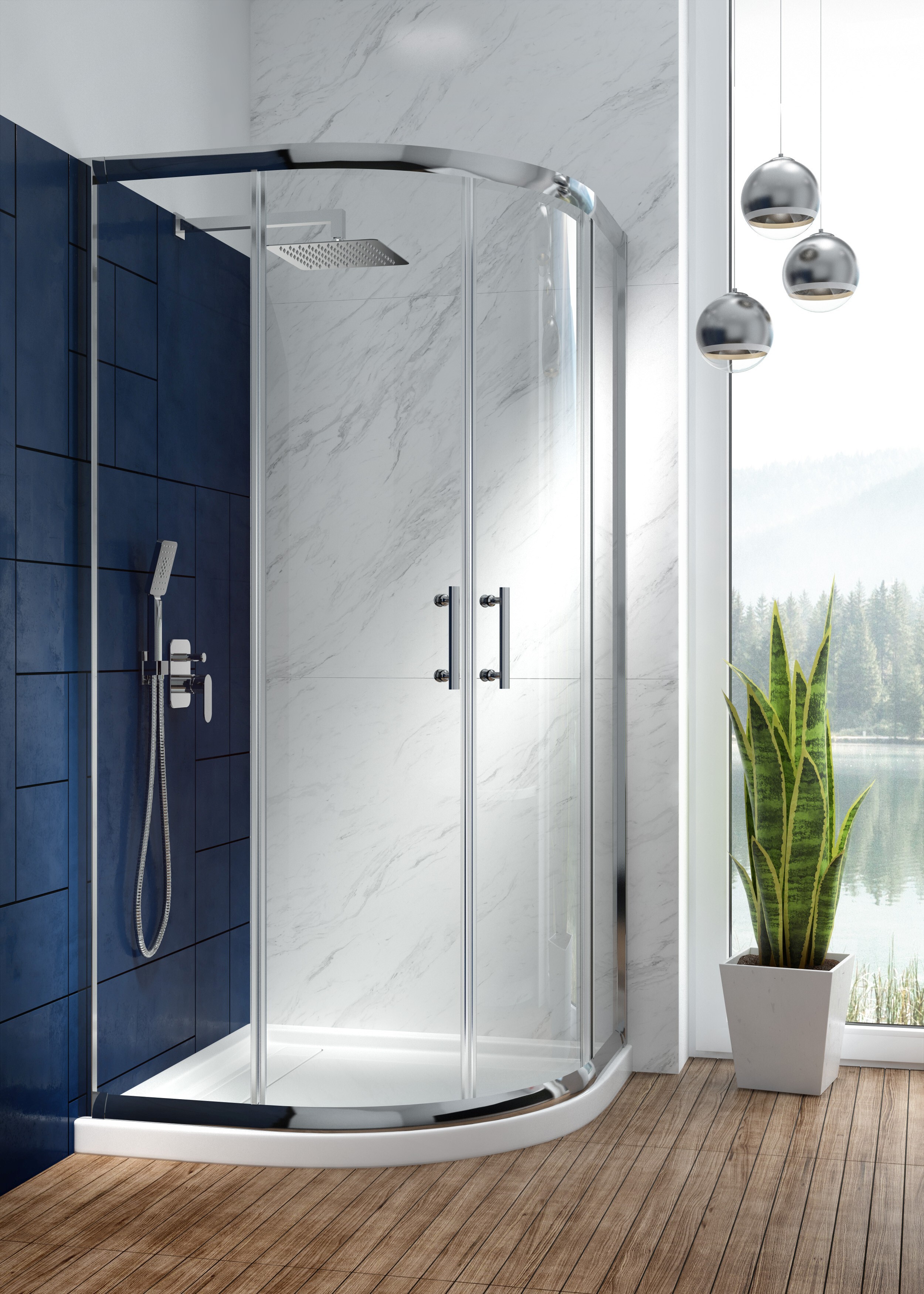 Ensemble de douche encastré Deante Alpinia 250 en chromé - vue 2