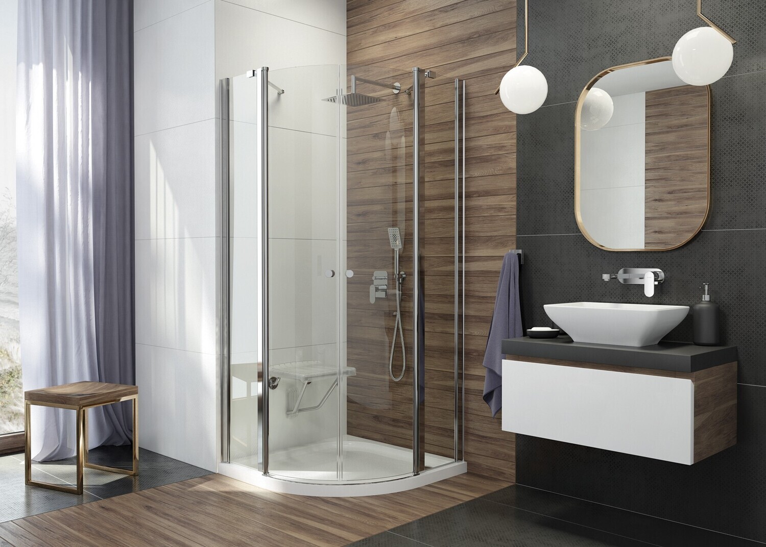 Ensemble de douche encastré Deante Alpinia 250 en chromé — vue 3
