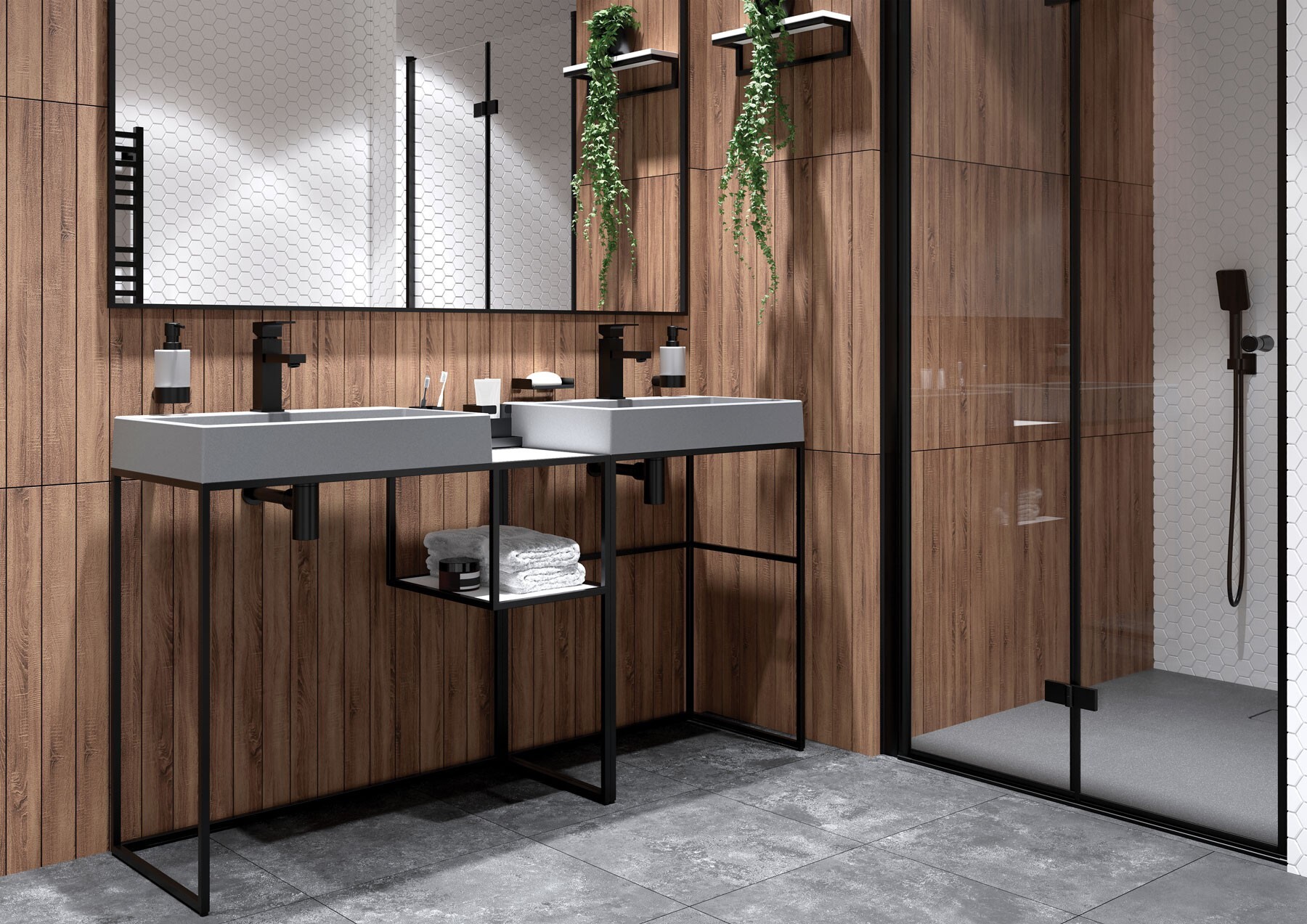 Ensemble de douche encastré Deante Anemon Bis 300 en noir mat - vue 3