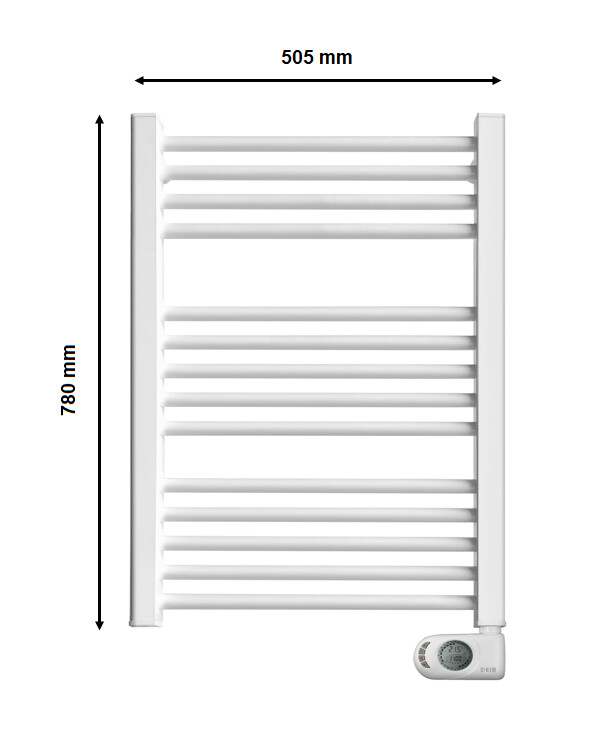 Radiateur sèche-serviettes électrique HJM NOOR (500 W) 78 x 50,5 cm en noir mat avec technologie sans fluide — vue 3