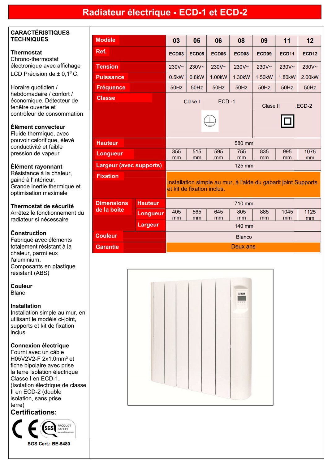Radiateur électrique HJM avec thermostat 2000 W à 12 éléments — vue 3
