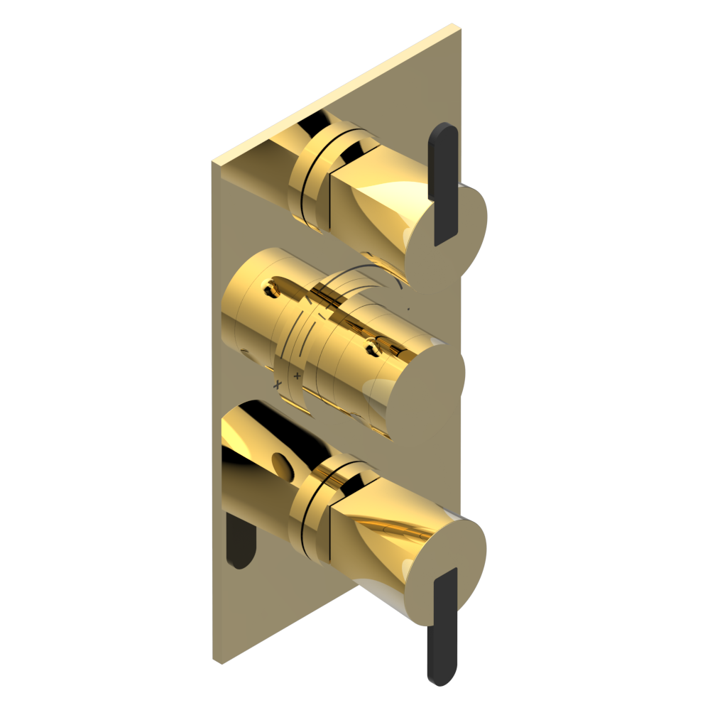 Set de finition THG pour douche thermostatique à encastrer avec deux robinets d'arrêt à 2 fonctions - Collection "Métamorphose céramique noire" — vue 4