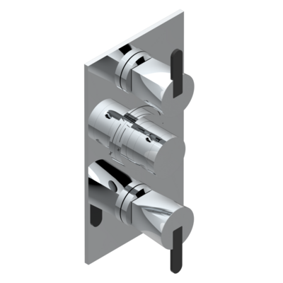 Set de finition THG pour douche thermostatique à encastrer avec deux robinets d'arrêt à 2 fonctions - Collection "Métamorphose céramique noire"