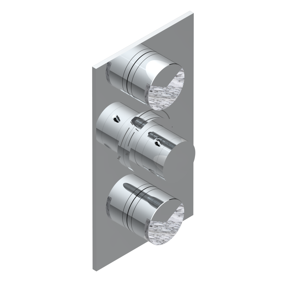 Set de finition THG pour douche thermostatique à encastrer avec deux robinets d&#39;arrêt à 2 fonctions - Collection &quot;Yoko Delta Howlite&quot;