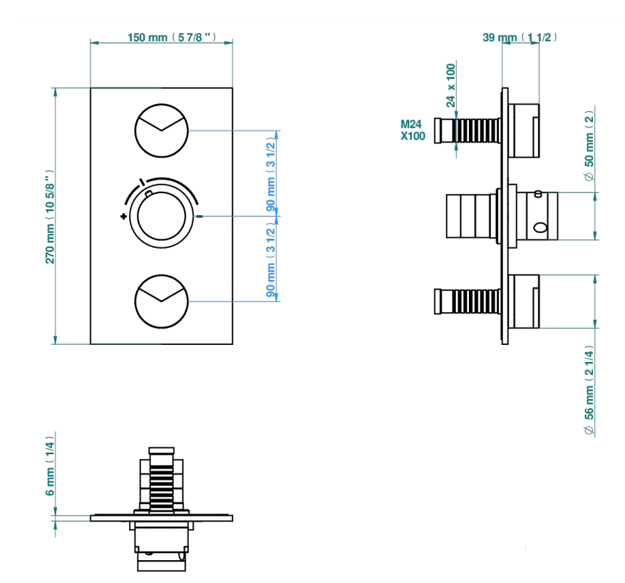 Set de finition THG pour douche thermostatique à encastrer avec deux robinets d'arrêt à 2 fonctions - Collection "Yoko Delta" - vue 6