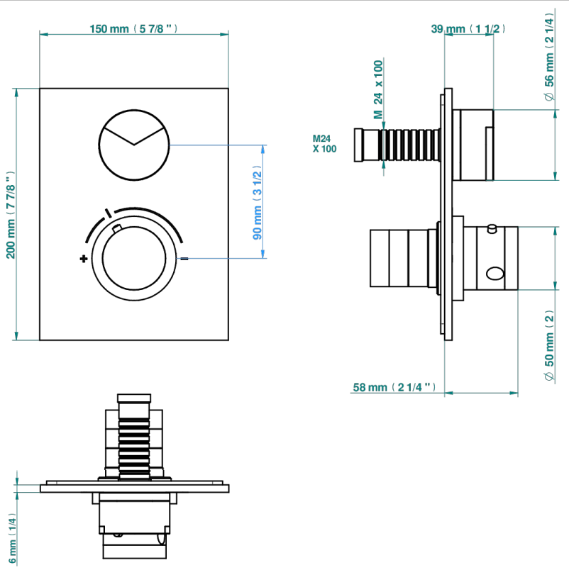 Set de finition THG pour douche thermostatique à encastrer avec un robinet d'arrêt - Collection "Yoko Delta Howlite" - vue 6