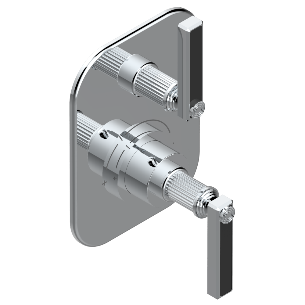Set de finition THG pour douche thermostatique à encastrer avec robinet d&#39;arrêt - Collection &quot;Grand Central Onyx noir&quot;