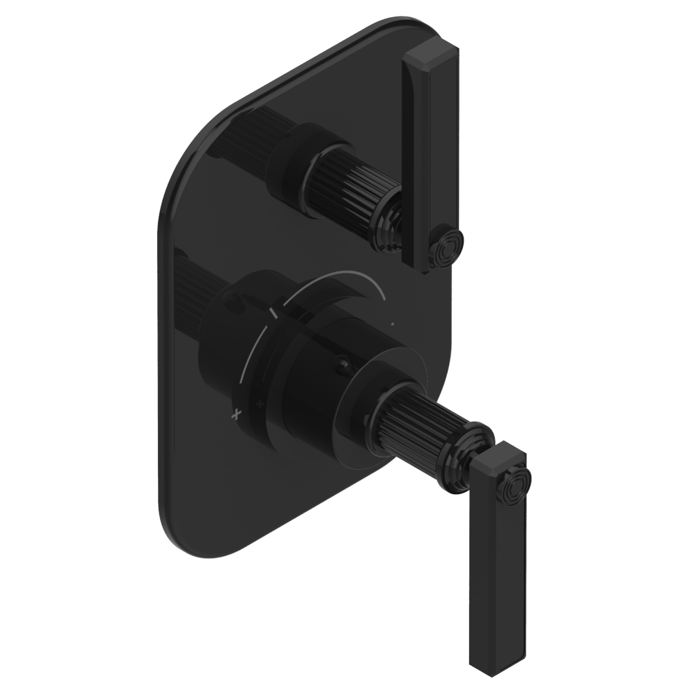 Set de finition THG pour douche thermostatique à encastrer avec robinet d'arrêt - Collection "Grand Central Onyx noir" — vue 2