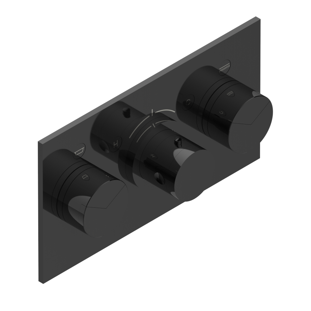 Set de finition THG pour douche thermostatique à encastrer avec deux robinets d'arrêt pour installation horizontale à 2 fonctions - Collection "Yoko Delta" - vue 3