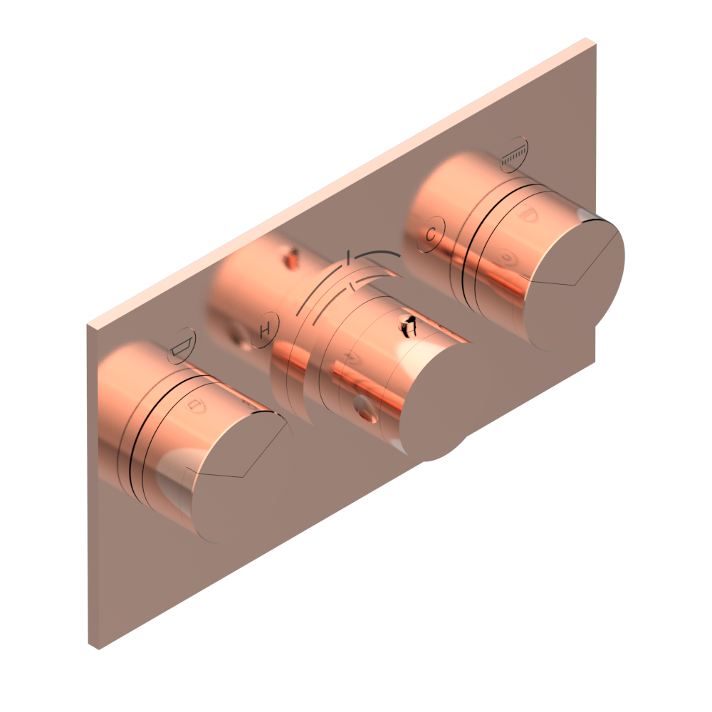 Set de finition THG pour douche thermostatique à encastrer avec deux robinets d'arrêt pour installation horizontale à 2 fonctions - Collection "Yoko Delta" - vue 4
