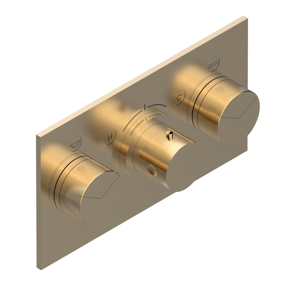 Set de finition THG pour douche thermostatique à encastrer avec deux robinets d'arrêt pour installation horizontale à 2 fonctions - Collection "Yoko Delta" - vue 5
