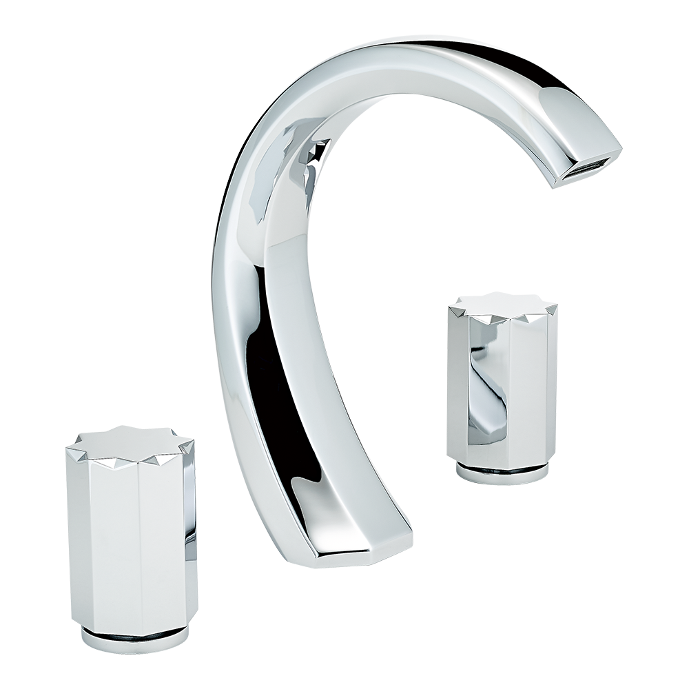 Mélangeur de lavabo 3 trous THG avec vidage - Collection &quot;Nihal métal lisse&quot;
