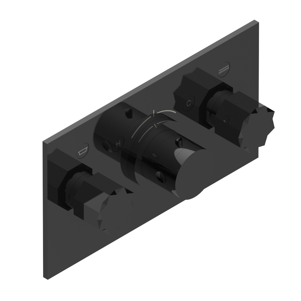 THG Nihal métal lisse thermostatique douche encastrer robinet arrêt 2 fonctions horizontal laiton massif noir