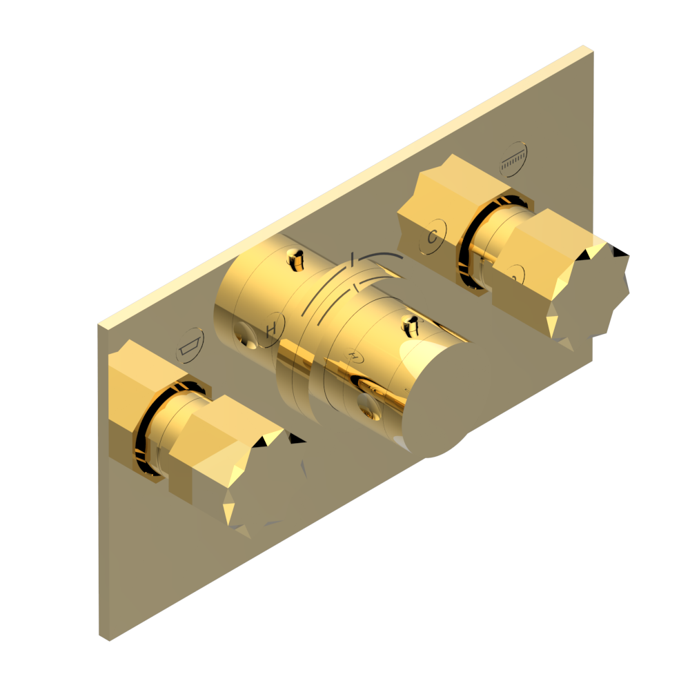 Set de finition THG pour douche thermostatique à encastrer avec deux robinets d'arrêt pour installation horizontale à 2 fonctions - Collection "Nihal métal lisse" — vue 3