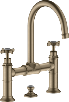 Mélangeur de lavabo 3 trous AXOR Montreux 220 avec poignées en croix et garniture de vidage en nickel brossé