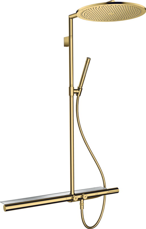Colonne de douche Showerpipe AXOR ShowerSolutions avec mitigeur thermostatique Aspect doré poli