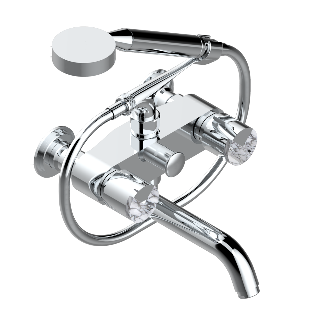 Mélangeur de bain / douche THG avec douchette et flexible - Collection &quot;Le 9 howlite&quot;