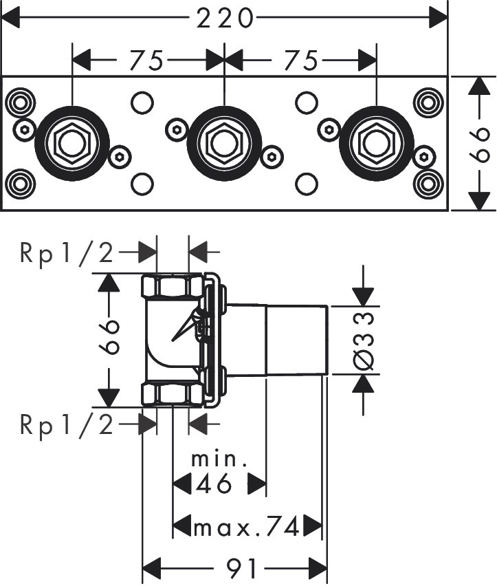 Corps d'encastrement pour set de finition thermostatique Axor - vue 2
