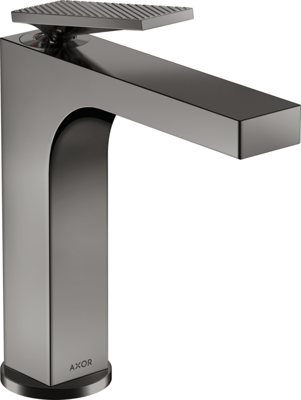 Mitigeur de lavabo AXOR Citterio 160 poignée manette avec tirette et vidage coupe rhombique en noir chromé poli