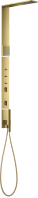 Colonne de douche thermostatique Axor ShowerComposition avec douche de tête 110/120 et douchette d’épaule en doré poli