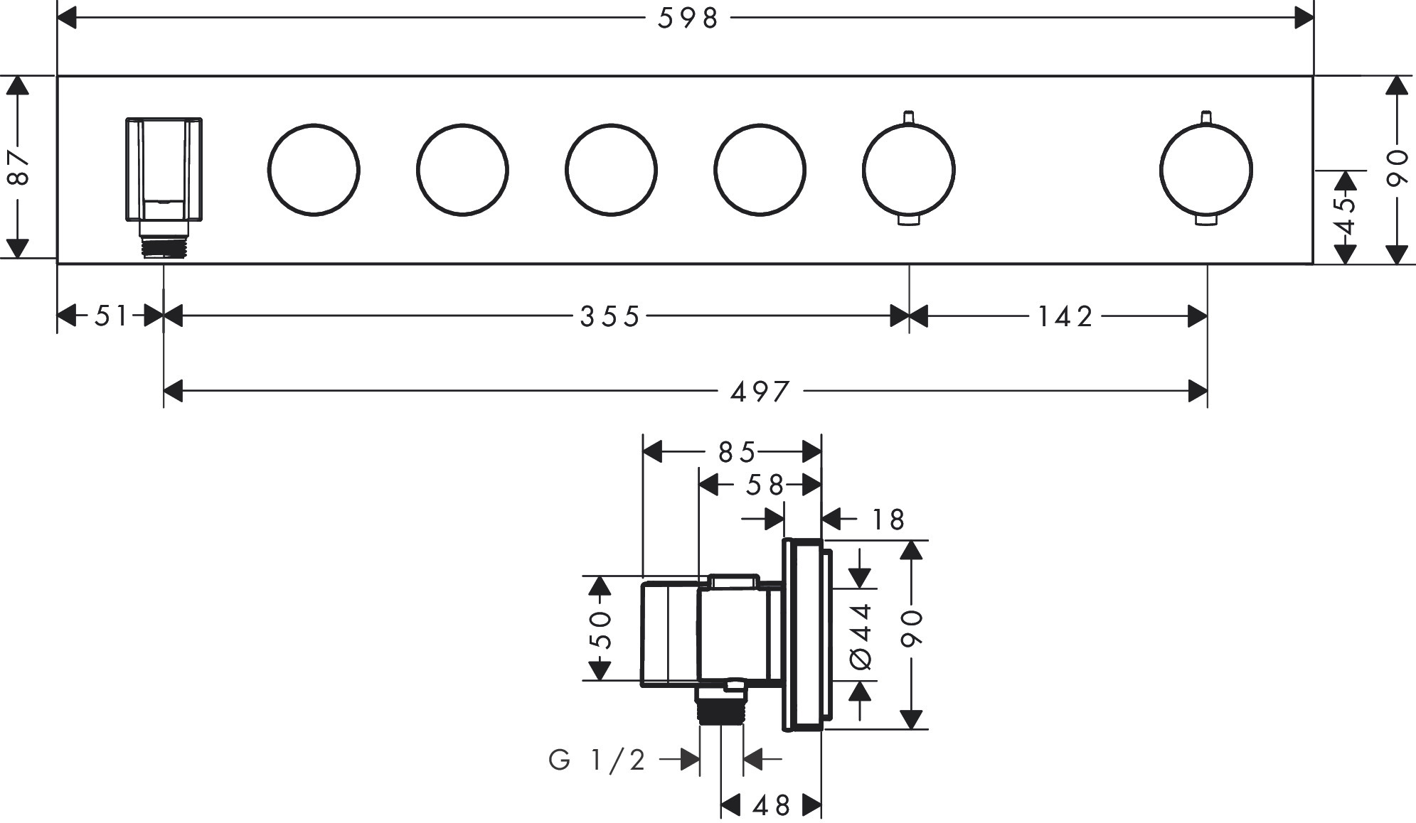 Module thermostatique encastré Axor ShowerSolutions avec 4 fonctions - vue 4