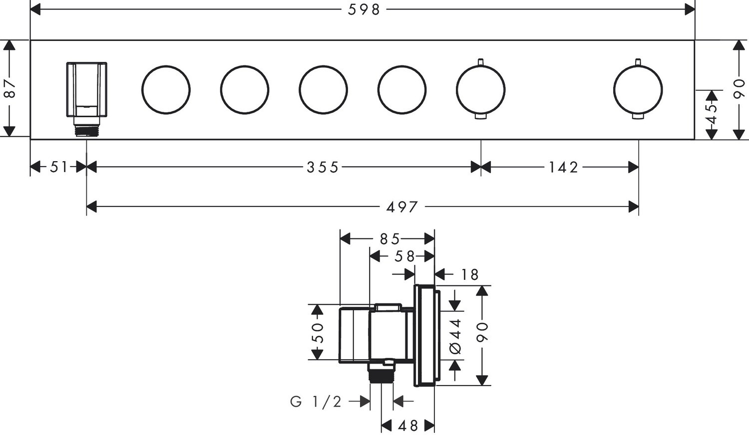 Module thermostatique encastré Axor ShowerSolutions avec 4 fonctions — vue 4