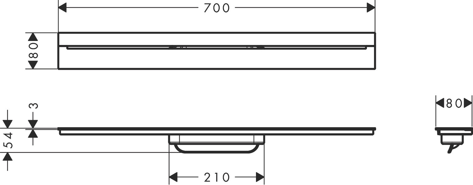 Set de finition AXOR Drain 700 mm, avec kit d’installation en noir mat - vue 3