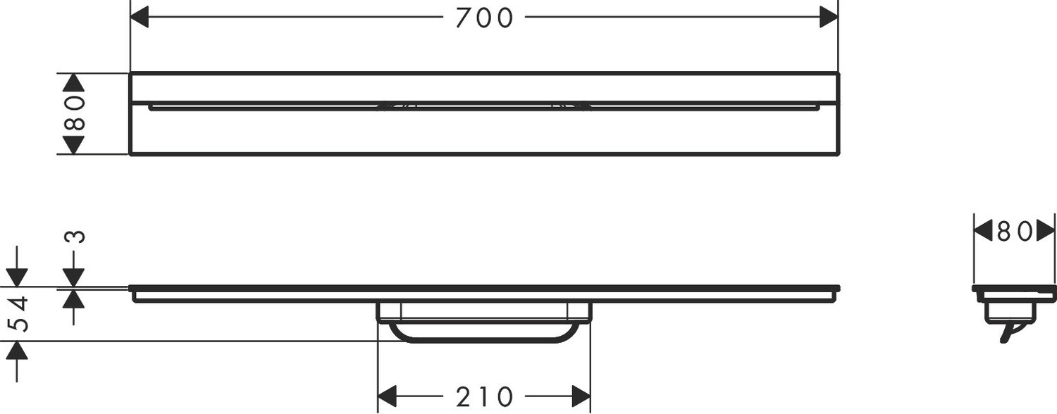 Set de finition AXOR Drain 700 mm, avec kit d’installation en noir mat — vue 3