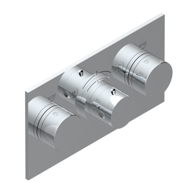 Set de finition THG pour douche thermostatique à encastrer avec deux robinets d&#39;arrêt pour installation horizontale à 2 fonctions - Collection &quot;Yoko Color&quot;