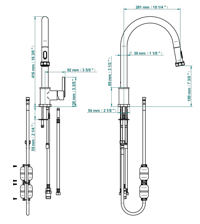 Mitigeur de cuisine THG 189 avec douchette extractible — vue 4