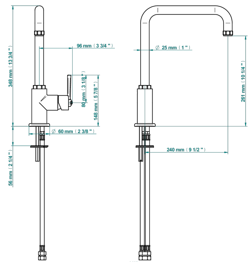 Mitigeur de cuisine THG 261 avec bec orientable - Collection "Saint-Germain" — vue 4