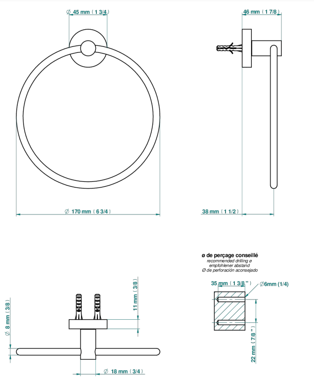 Anneau porte-serviette THG - Collection "Yoko Delta Howlite" - vue 6