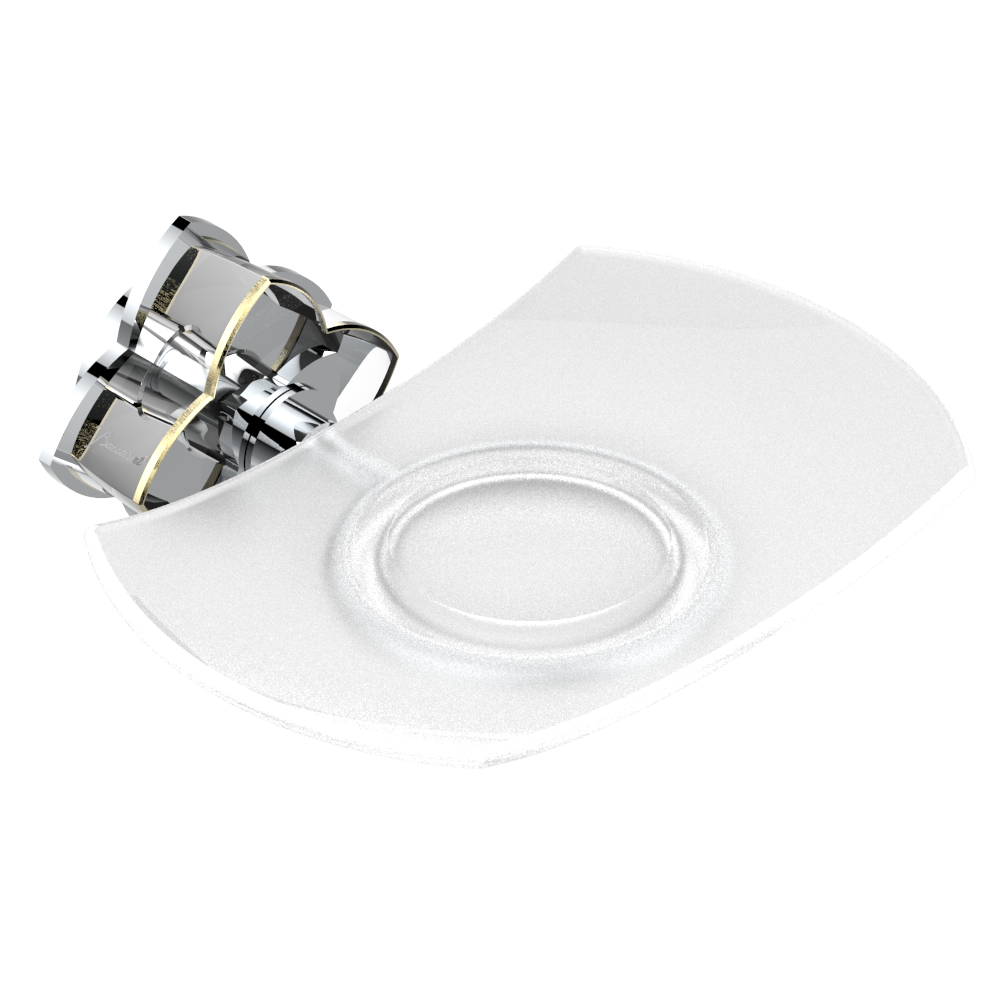 Porte-savon THG - Collection &quot;Pétale de Cristal Clair avec liseré doré&quot;