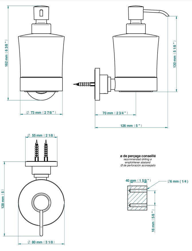 Distributeur de savon liquide THG - Collection "Infini porcelaine blanche" — vue 5